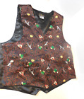 Mens Looney Tunes Mania Suit Vest Steampunk Gothic Waistcoat size S/Med silk