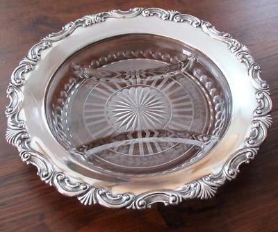 Bandeja de condimentos con borde de plata esterlina internacional tuerca caramelo cuenco Foto 1 de 4