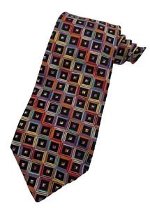 Robert Talbott Necktie Best of Class Silk Men's Black Orange Purple Geometric - Picture 1 of 7