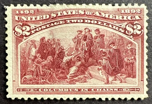 USA 1893 Sc# 242 MH MG 2 $ Briefmarke Columbian Exposition, Columbus in Ketten - Bild 1 von 2