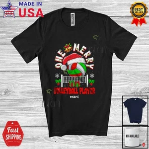 Individueller Name Merry Volleyball Player; Fantastic Christmas Santa Sport T-Shirt - Bild 1 von 7