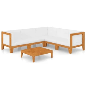 6-Piece Outdoor Sofa Set with Cushions Garden Lounge Setting Solid Acacia Wood - Picture 1 of 11