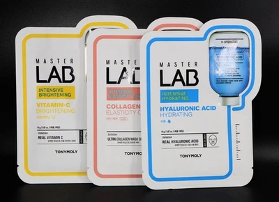 Tony Moly Master Lab Intensivo HIDRATANTE/ILUMINADOR/CUIDADO DE LA ELASTICIDAD Paquete de Máscara Foto 1 de 4