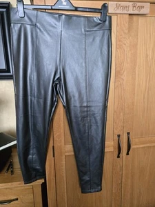 Crossdresser Wardrobe: Faux Leather Silver Leggings UK 18 - Picture 1 of 3