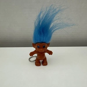 Llavero vintage Toy Troll pelo azul años 90 ojos azules Corea - Imagen 1 de 5