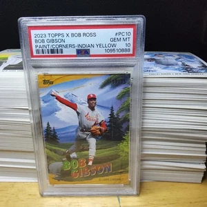 2023 Topps Bob Ross Bob Gibson Painting the Corners Indian Yellow /25 PSA 10 - Bild 1 von 2