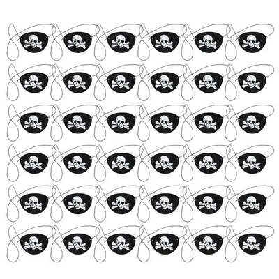 36pcs Pirate Eye Patch Black Felt White Skull Halloween Theme Decoration - Image 1 of 4
