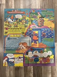 Vintage 1990 McDonald’s McDonaldland Fun Times Earth Day Fold Out Poster - Picture 1 of 6