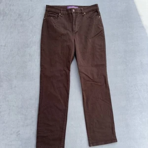 Gloria Vanderbilt Amanda Denim Jeans Pants Womens 10P Brown Stretch Straight Leg - Picture 1 of 22