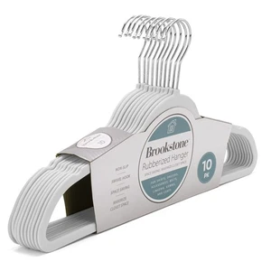 BROOKSTONE, 10 Pack [Non-Slip] High Grade Rubber Coated Plastic Hangers,... - Picture 1 of 1