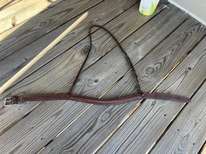 VGUC Edgewood Wide Raised Fancy Stitched Chain Noseband Horse Size Brown - Picture 1 of 7