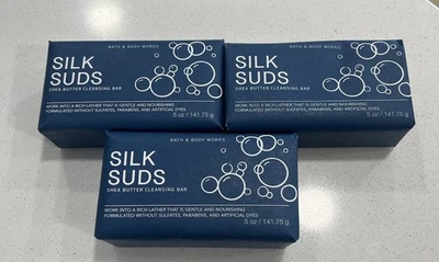 3 Bath & Body Works Silk Suds Shea Butter Cleansing Soap Bars-NEW - Image 1 of 3