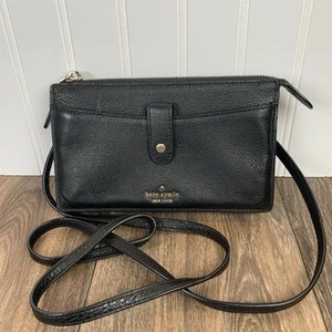 Cartera estilo billetera de cuero granulado negra Kate Spade - Imagen 1 de 9