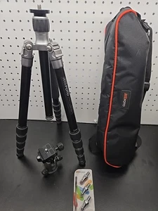 MeFoto A1350 Q1 Aluminum Fiber Roadtrip Tripod & Carry Case Red Black - Picture 1 of 7