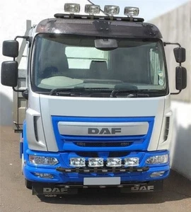 Black Stainless Roof Bar A + White LEDs + Rectangle Lamps To Fit Mercedes Atego - Picture 1 of 12