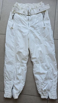 Calça branca feminina vintage esqui anos 90 JET SET tamanho 1/S roupa de esqui (W:28"-32") - Imagem 1 de 4