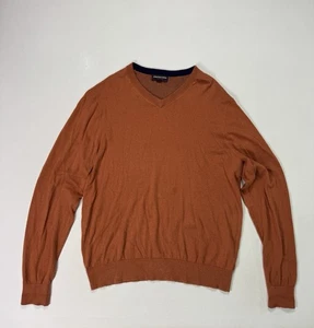 Johnston & Murphy leichter Herrenpullover Large orange Alpaka Seide V-Ausschnitt - Bild 1 von 8