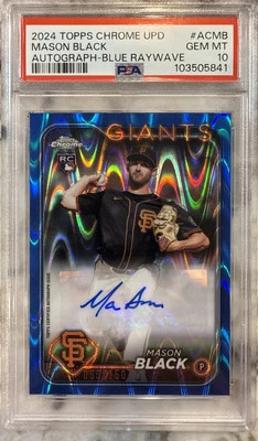 2024 Topps Chrome Update Mason Black Blue Raywave Autograph /150 PSA 10 - Image 1 of 2