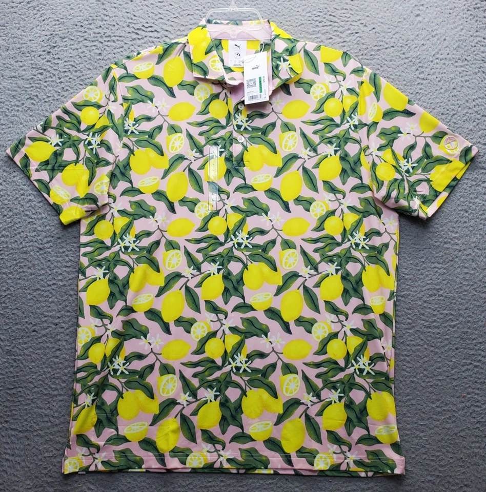 Puma Arnold Palmer Polo Shirt Mens Sz L Lemon Branch