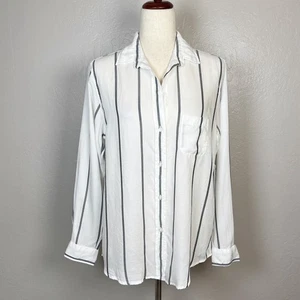 Camisa de mujer GRAYSON by Frank & Eileen talla M blanca y gris a rayas The Hero - Imagen 1 de 13