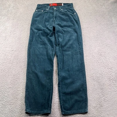 Vtg Levis Silver Tab Corduroy Pants Womens 29x30 Teal Blue 90s Loose Fit Baggy - Image 1 of 4
