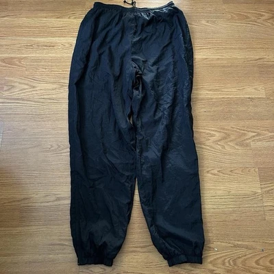Vintage Nike Track Pants Mens L Black Windbreaker Lined Baggy Ankle Zip Y2K - Image 1 of 4