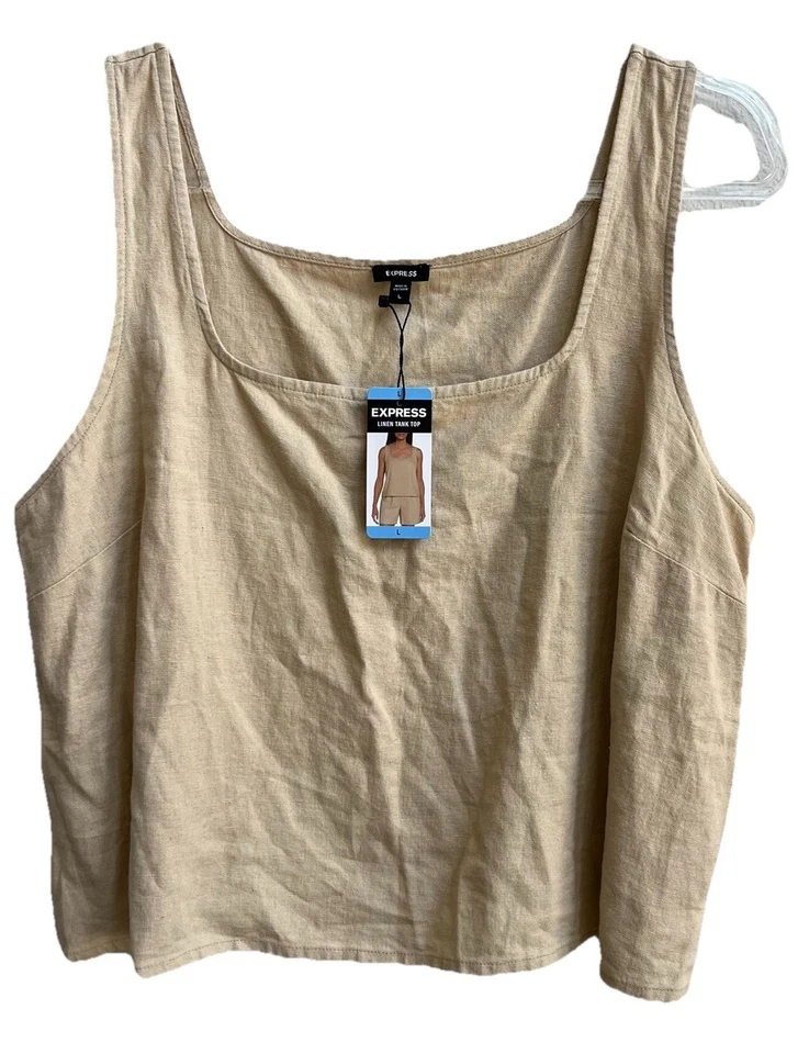 Express Women's Linen Tank Size XL Cream Y2K & Boho Look
