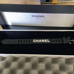 Chanel Rubber Logo Bracelet Belt Black/White 16mm Used Unisex - Picture 1 of 12