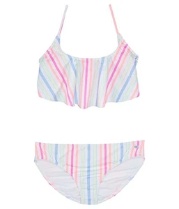 vineyard vines L105239 Girls Multi Guava Stripe Flounce Swim Set Size L /14 - Picture 1 of 4