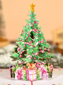 POPUP CARD-3D Merry Christmas Pop-Up Tree Greeting Card with Note and Envelope - Picture 1 of 6