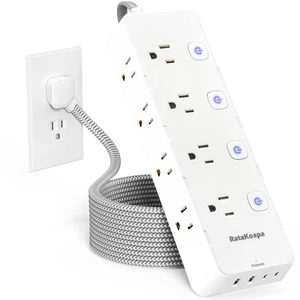 10 Ft Surge Protector Power Strip - 8 Widely AC Outlet 4 USB Ports2 USB C Fla... - Picture 1 of 7