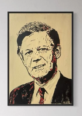 Daniel Pultorak Porträt Bundeskanzler Helmut Schmidt Kunst signiert gerahmt Öl - Bild 1 von 4