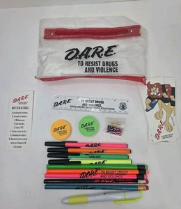 Vintage D.A.R.E Dare Federmäppchen Etui mit Zubehör Neu Stift Lineal Radierer 90er - Bild 1 von 5