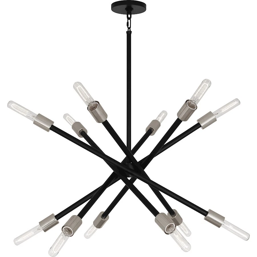 Robert Abbey Thatcher 12 Light Chandelier, Nickel/Matte Black - S219 - Image 1 of 1
