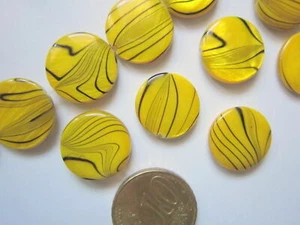 Perlas concha natural botón 15 mm X 10 UNIDADES amarillo rayado abalorios - Imagen 1 de 3