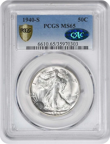 1940-S Walking Liberty Silver Half Dollar MS65 PCGS (CAC) Cover