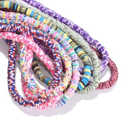 1 Strand 330pcs 6mm Flat Round Polymer Clay Disc Chip Spacer Beads DIY Bracelet - Image 1 of 4