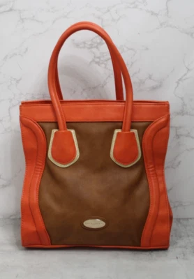 Cartera de hombro Big Buddha de cuero naranja y marrón Foto 1 de 4