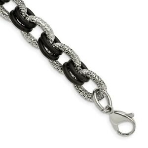 *BRAND NEW* Chisel Stainless Steel with Black Rubber Men's Bracelet SRB904-9
