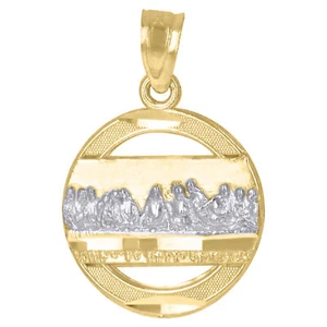 10kt Two-Tone Gold Diamond-Cut Womens Last Supper Religious Charm 0.8g Pendant - Picture 1 of 1