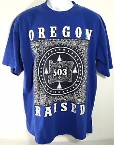 Camiseta Shaka Wear Oregon Raised 503 para hombre XL azul blanco estado  - Imagen 1 de 7
