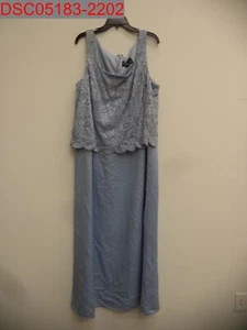 Missing Jacket, Alex Evenings Plus Womens Blue Scallop Trimmed Lace Dress, 24W - Picture 1 of 8