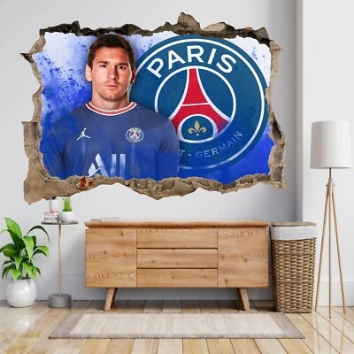 Autocollant mural Lionel Messi Argentine football 3D vue brisée affiche autocollant Z755 - Photo 1/2