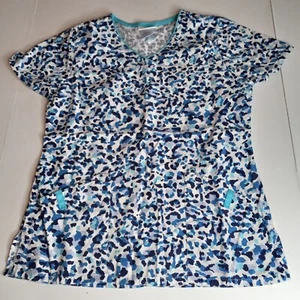 Scrub Star Scrubs Women's XS XSmall Active V-Neck Animal Print 100% Cotton - Picture 1 of 7