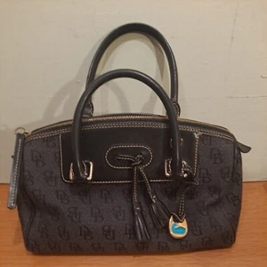 Dooney & Bourke Black Logo Print Satchel Purse - Picture 1 of 3
