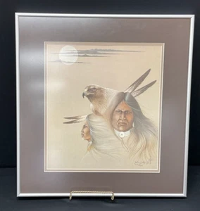 Johnny Tiger Jr "Hawk's Vigilance" Framed Lithograph, Signed/numbered - Picture 1 of 5