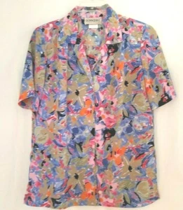 DONN KENNY BUTTON DOWN BLOUSE MULTI COLORS MISSES SIZE SMALL #2745 - Picture 1 of 7