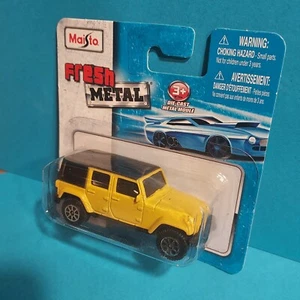 Maisto Fresh Metal JEEP Wrangler Unlimited Yellow Rare Short Card  Mint Jeep - Picture 1 of 2