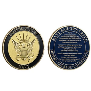 Military Army US Navy Sailors Creed Collectible Challenge Coin Gold Plated Gift - Picture 1 of 11