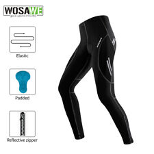 WOSAWE Men's Cycling Long Pants Compression Bike Black Pants Tights Reflective